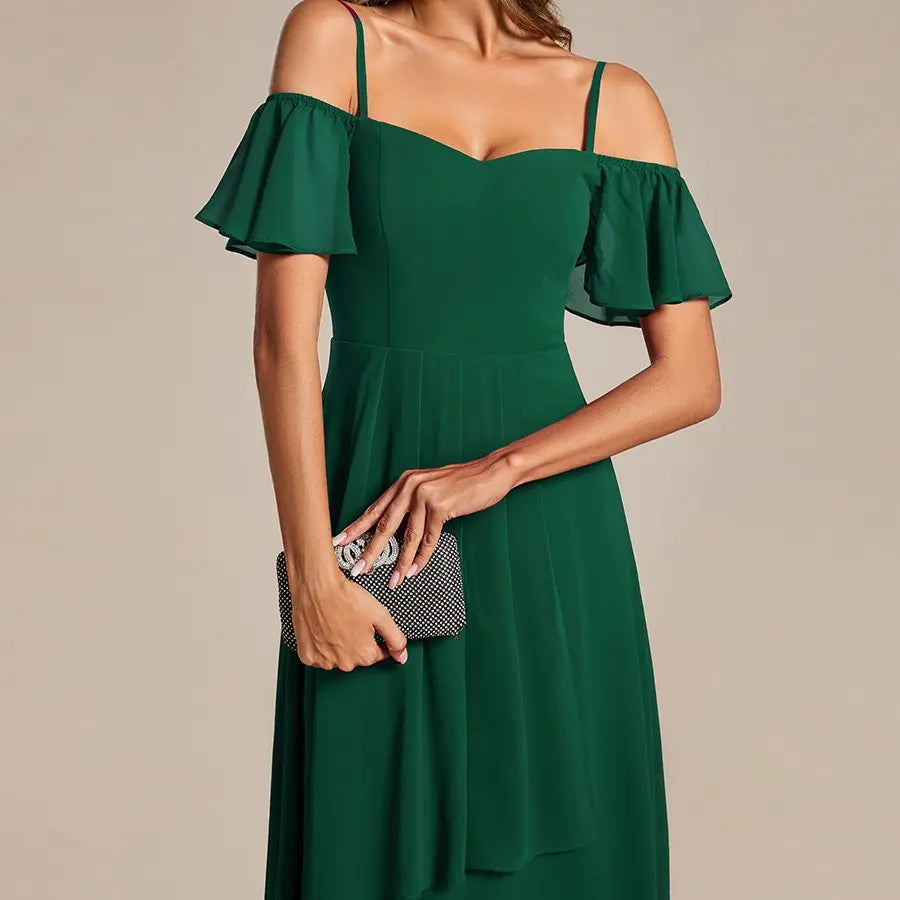 Ever-Pretty 2026 Summer Ruffle Midi Dress – Spaghetti Strap Asymmetrical Hem, Slim Fit for Wedding Guest, Vacation & Party 02103 Boho Bohemian Floral Dress Summer Outfits Floral Print plus Cami Dress Floral Plunge Neck Maxi Dress A-Line Sparkly Prom D