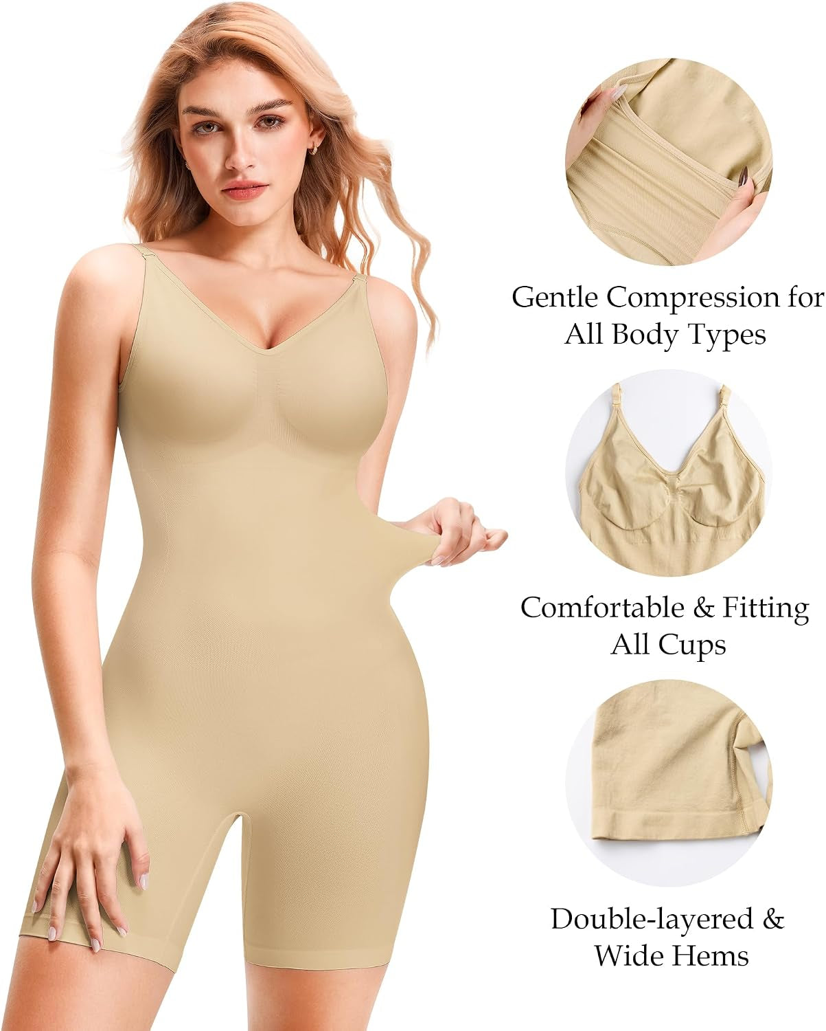 Backless Shapewear Bodysuits for Women Tummy Control Seamless Full Body Suits Jumpsuits Tank Tops