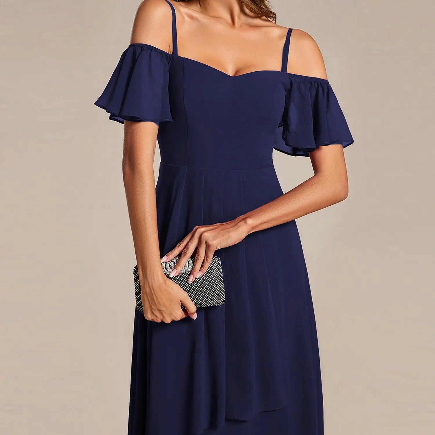 Ever-Pretty 2026 Summer Ruffle Midi Dress – Spaghetti Strap Asymmetrical Hem, Slim Fit for Wedding Guest, Vacation & Party 02103 Boho Bohemian Floral Dress Summer Outfits Floral Print plus Cami Dress Floral Plunge Neck Maxi Dress A-Line Sparkly Prom D