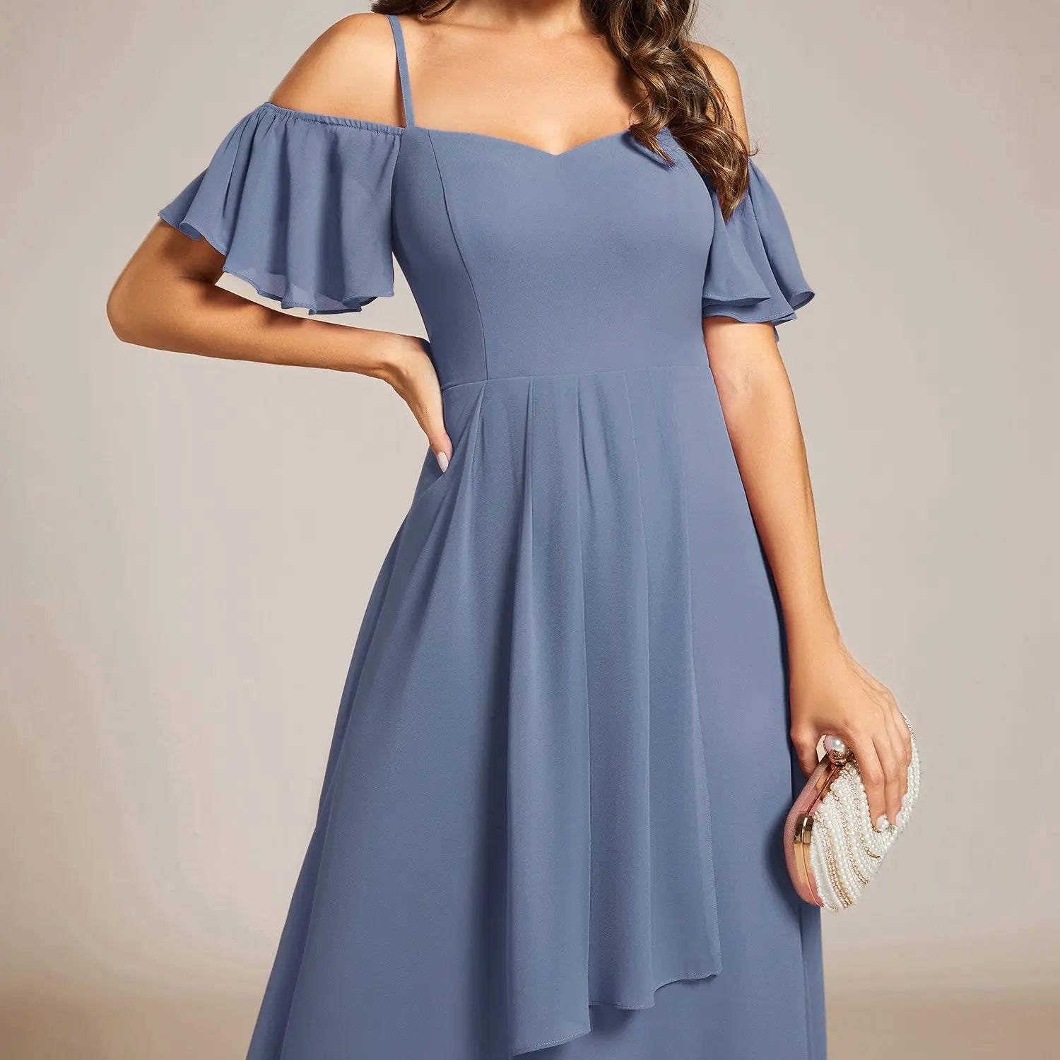 Ever-Pretty 2026 Summer Ruffle Midi Dress – Spaghetti Strap Asymmetrical Hem, Slim Fit for Wedding Guest, Vacation & Party 02103 Boho Bohemian Floral Dress Summer Outfits Floral Print plus Cami Dress Floral Plunge Neck Maxi Dress A-Line Sparkly Prom D