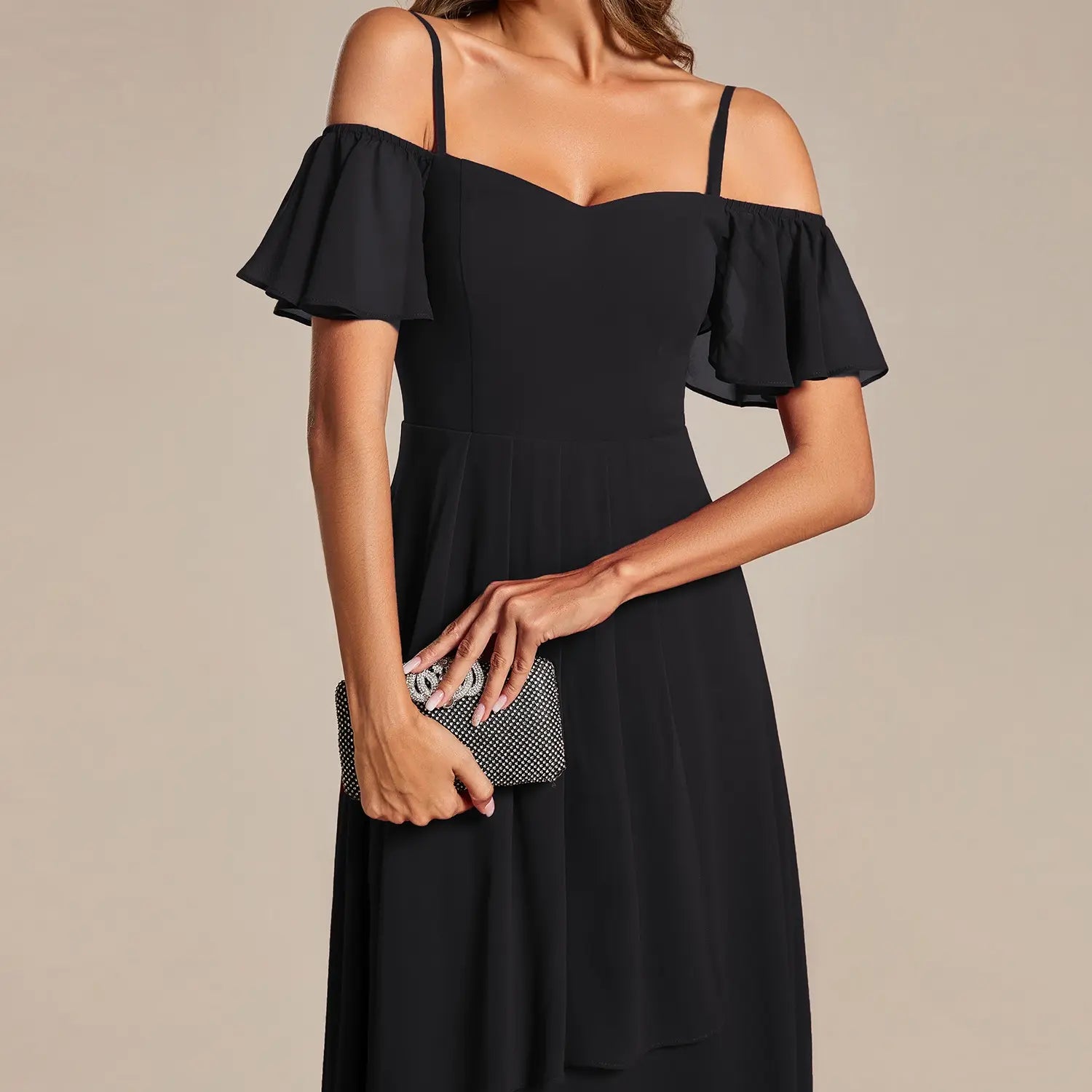 Ever-Pretty 2026 Summer Ruffle Midi Dress – Spaghetti Strap Asymmetrical Hem, Slim Fit for Wedding Guest, Vacation & Party 02103 Boho Bohemian Floral Dress Summer Outfits Floral Print plus Cami Dress Floral Plunge Neck Maxi Dress A-Line Sparkly Prom D