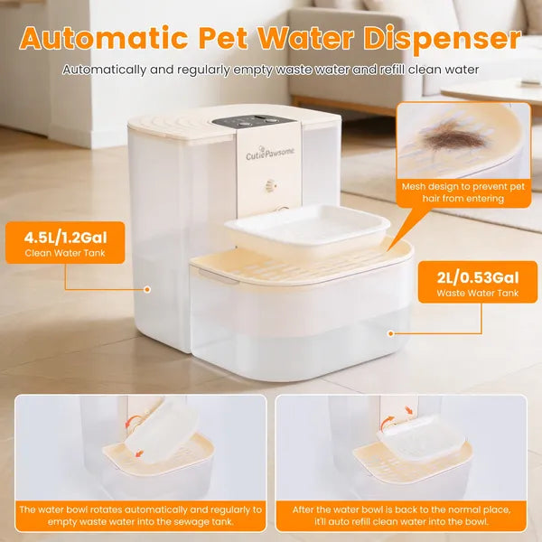 Smart Pet Water Fountain Automatic Cat Water Dispenser 4.5L Cordless Rechargeable Dog Water Fountain Self-Refill With 3 Adjustable Volume 3 Time Intervals Remote Control Cleaning Brush-thumbmail-5