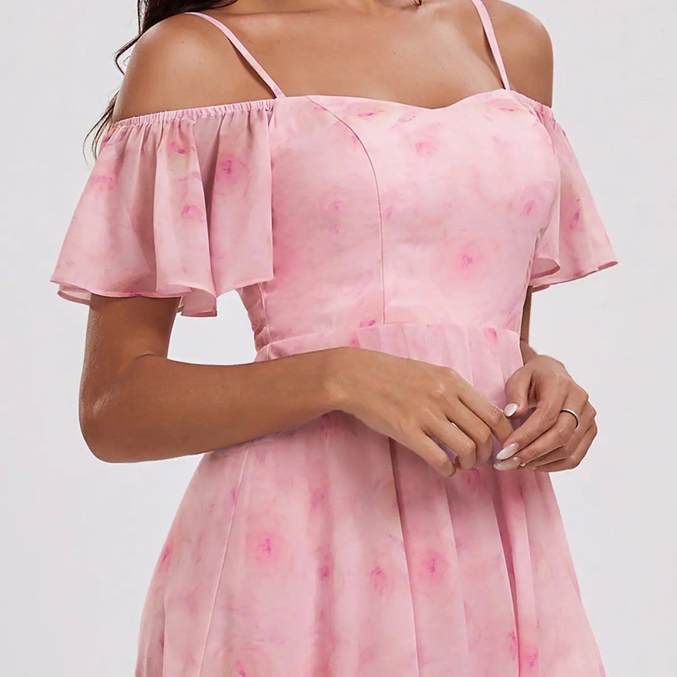 Ever-Pretty 2026 Summer Ruffle Midi Dress – Spaghetti Strap Asymmetrical Hem, Slim Fit for Wedding Guest, Vacation & Party 02103 Boho Bohemian Floral Dress Summer Outfits Floral Print plus Cami Dress Floral Plunge Neck Maxi Dress A-Line Sparkly Prom D