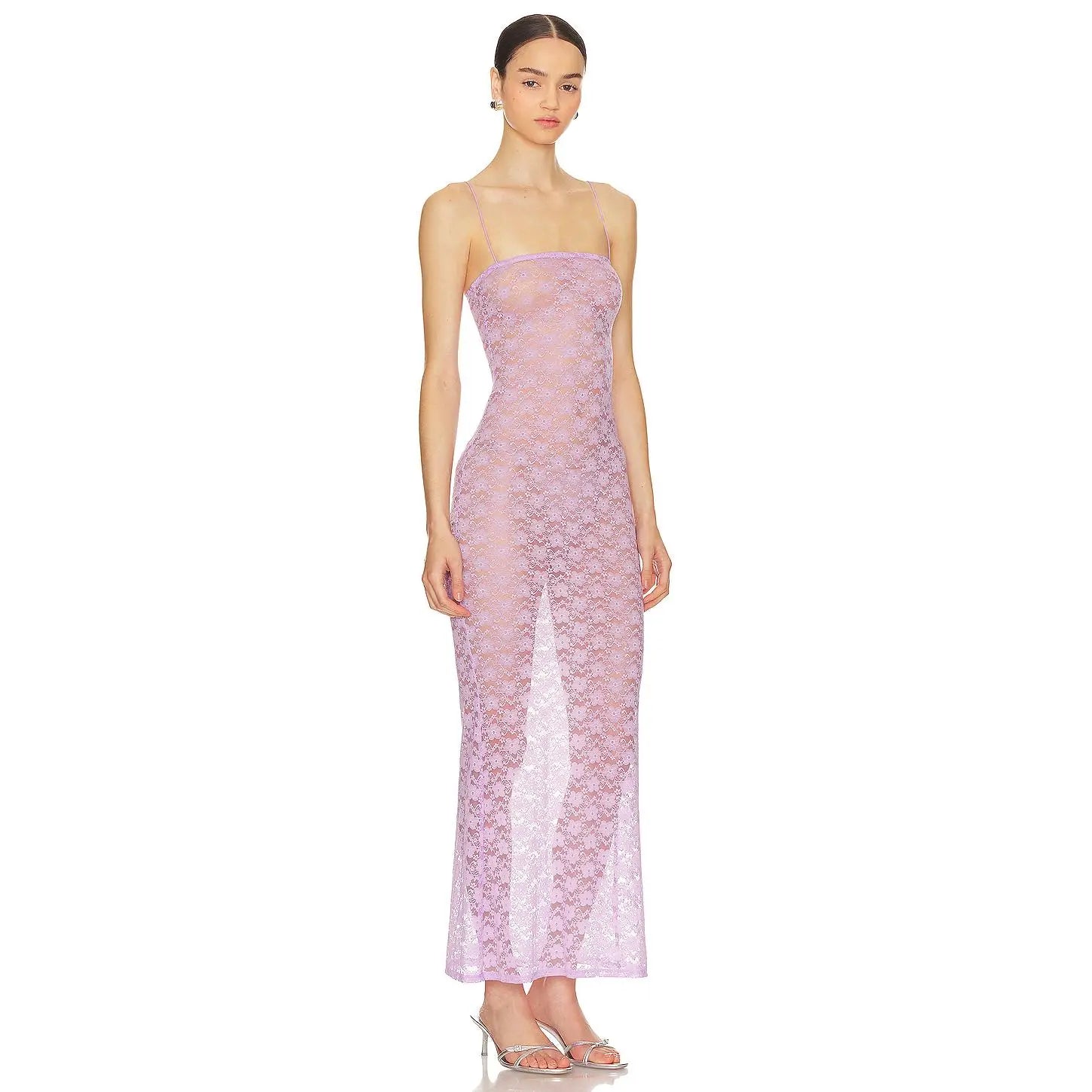 Lovers and Friends Lia Sheer Gown in Lilac Purple