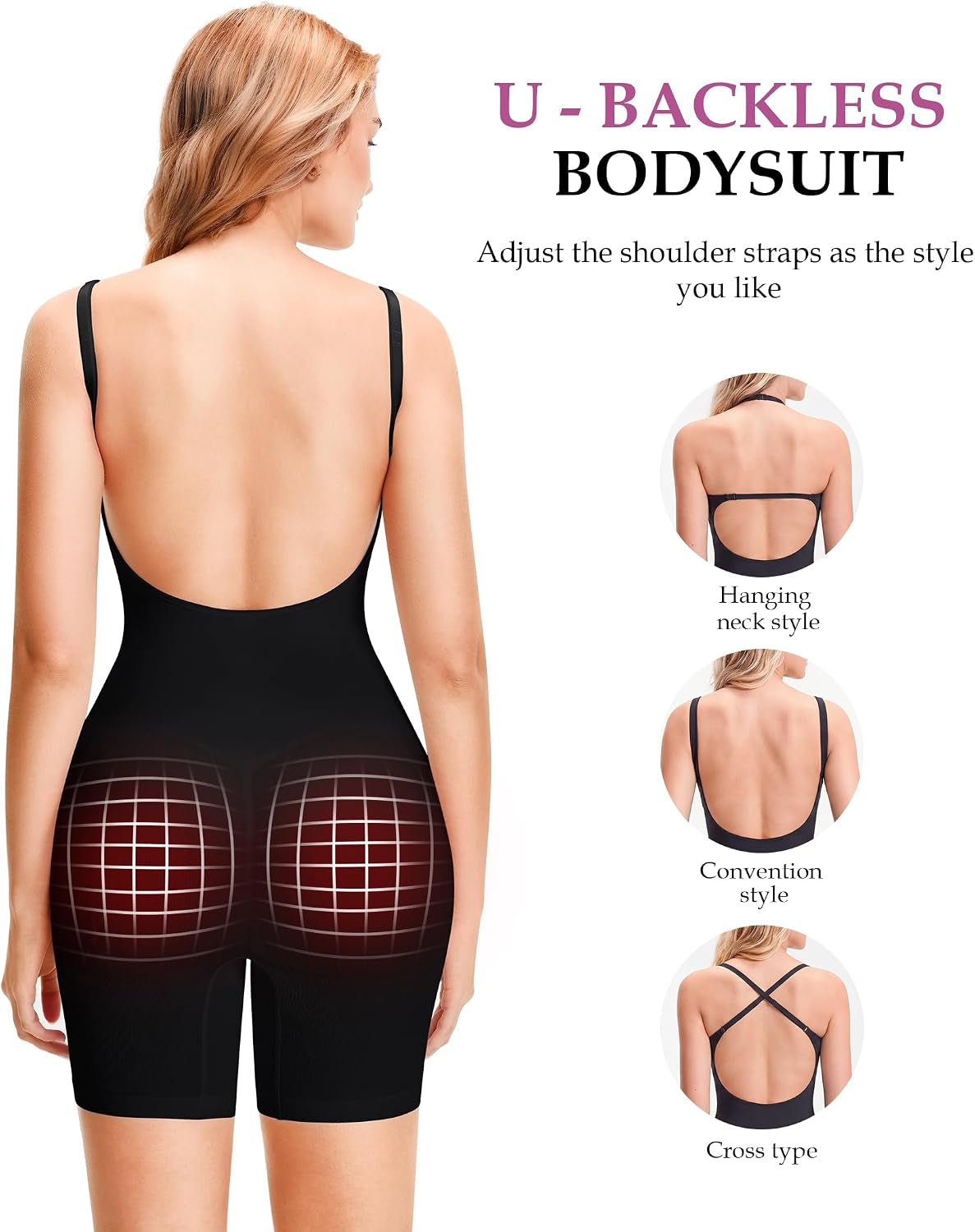 Backless Shapewear Bodysuits for Women Tummy Control Seamless Full Body Suits Jumpsuits Tank Tops