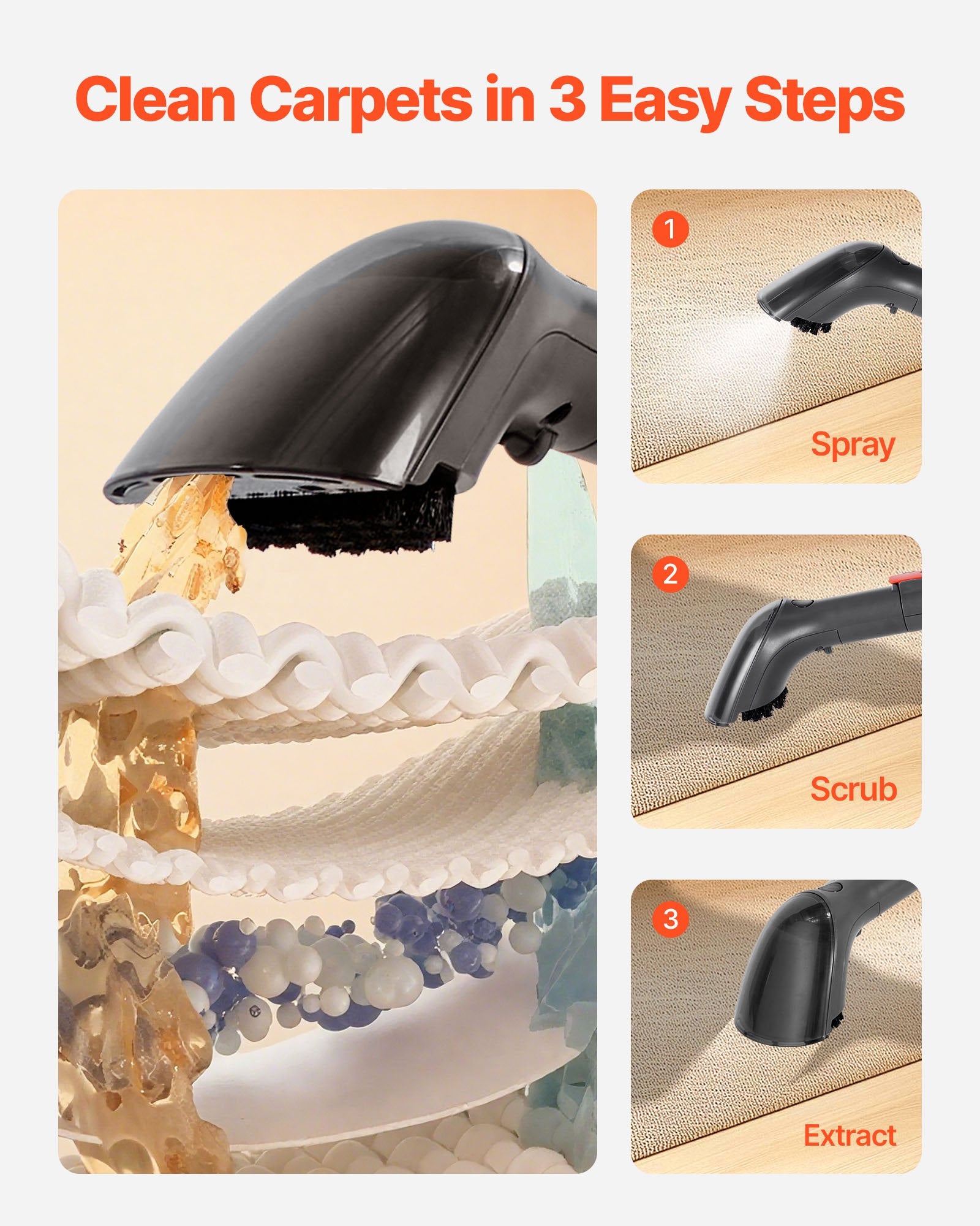 Portable Carpet Cleaner Machine Dual-Water Tank 11.5Kpa Upholstery Cleaner-thumbmail-4