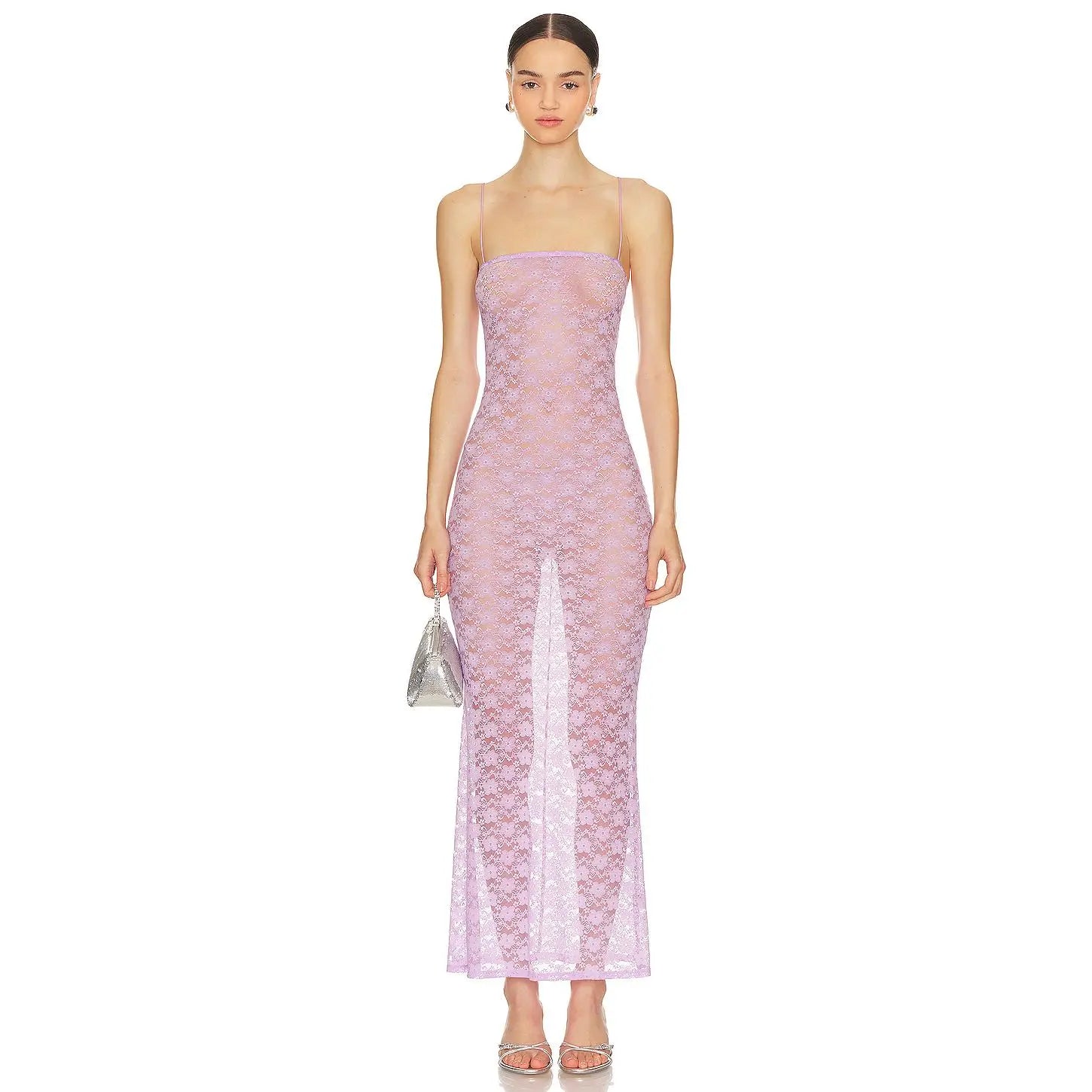 Lovers and Friends Lia Sheer Gown in Lilac Purple