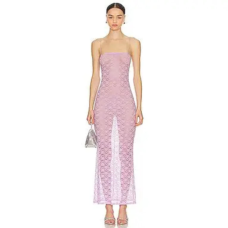 Lovers and Friends Lia Sheer Gown in Lilac Purple
