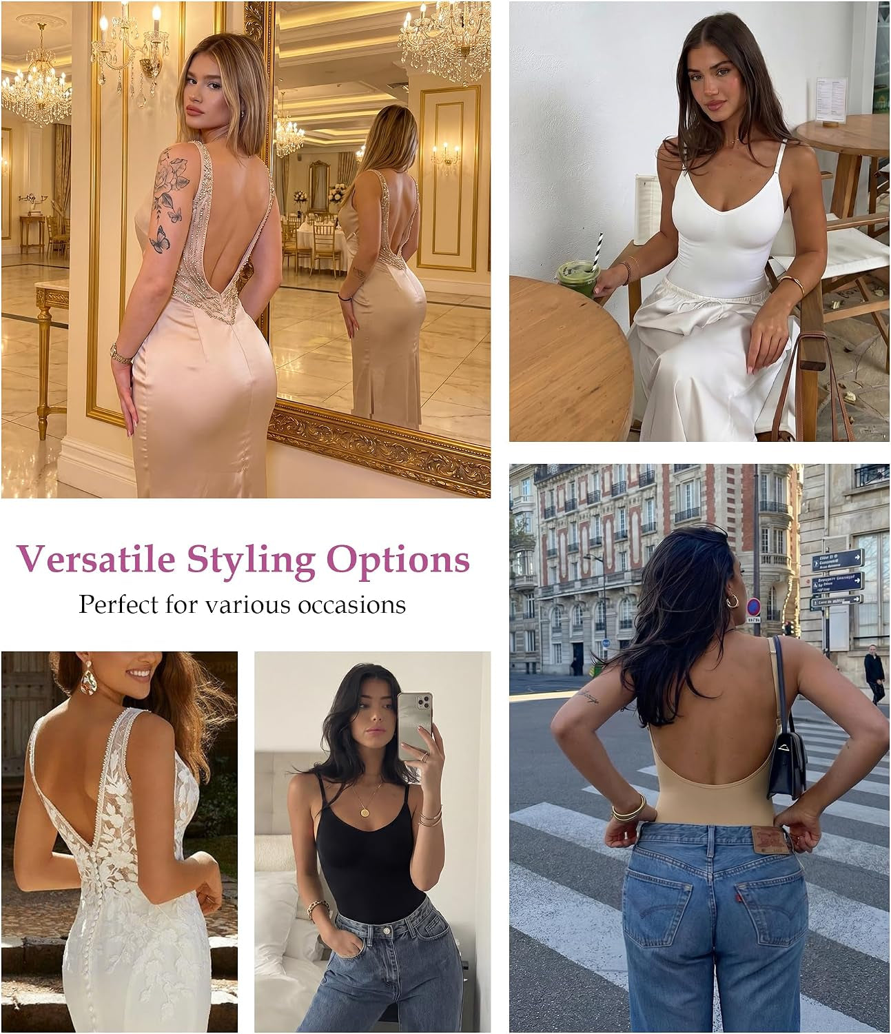 Backless Shapewear Bodysuits for Women Tummy Control Seamless Full Body Suits Jumpsuits Tank Tops