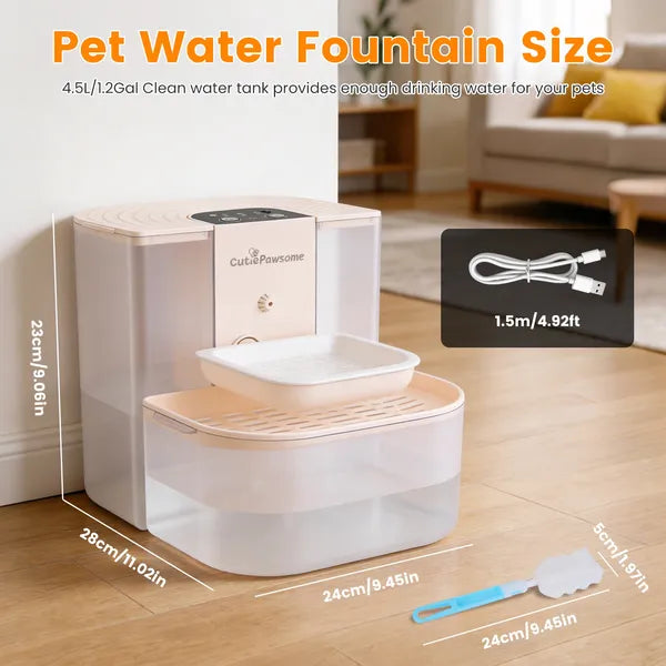 Smart Pet Water Fountain Automatic Cat Water Dispenser 4.5L Cordless Rechargeable Dog Water Fountain Self-Refill With 3 Adjustable Volume 3 Time Intervals Remote Control Cleaning Brush-thumbmail-4
