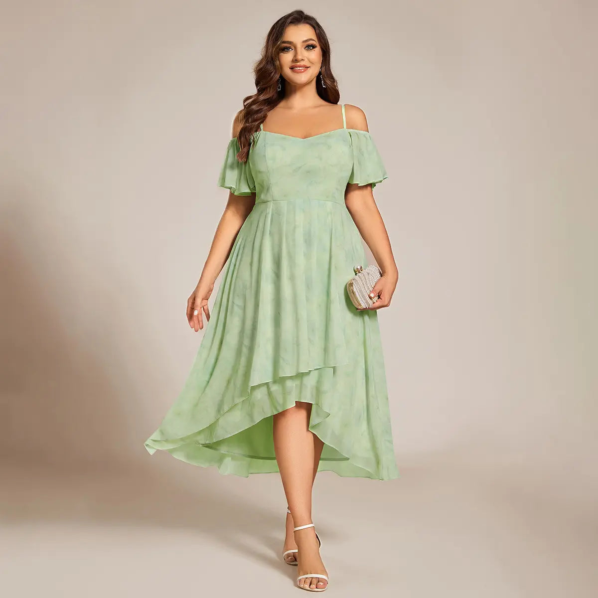 Ever-Pretty 2026 Summer Ruffle Midi Dress – Spaghetti Strap Asymmetrical Hem, Slim Fit for Wedding Guest, Vacation & Party 02103 Boho Bohemian Floral Dress Summer Outfits Floral Print plus Cami Dress Floral Plunge Neck Maxi Dress A-Line Sparkly Prom D