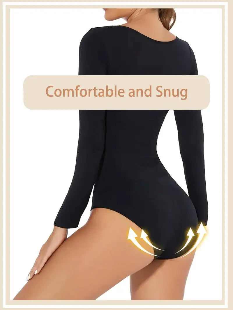 Essential Wardrobe Upgrade: 4-Pack of Stylish Long Sleeve Bodysuits for Women，Solid Crew Neck Bodysuit 4 Pack Casual Comfort the Perfect Gift for Mom and Your Girlfriend (Mother'S Day Special)